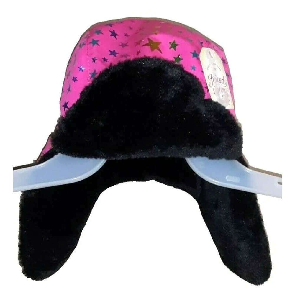 Faded Glory Fusia Pink Stars Design Girl's Trapper Hat Children One Size